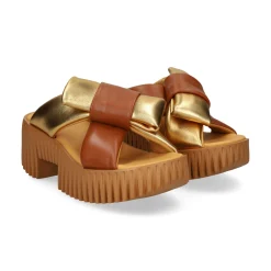 4CCCCEES Sandalias con plataforma de Mujer PLIA BOW ORO