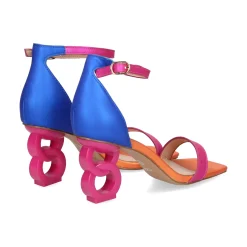 EXE Sandalias con tacón de Mujer LILIAN-055 BLUE-FUCSIA