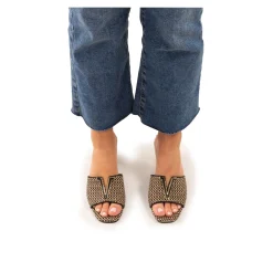 EXE Sandalias con tacón de Mujer SCARLET-601 BLACK BEIGE