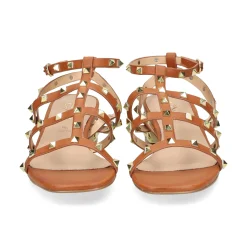 EXE Sandalias planas de Mujer KATY-247 TAN GOLD