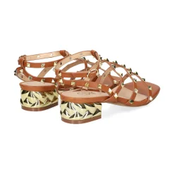 EXE Sandalias planas de Mujer KATY-247 TAN GOLD