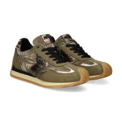 MJUS Zapatillas de Mujer L14125 OLIVA+ARGENTO+