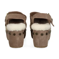 MOU Zuecos de Mujer Suede clog with back strap ELGRY