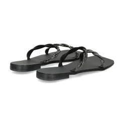 NICOLAS LAINAS Sandalias planas de Mujer Q43-TC NEGRO