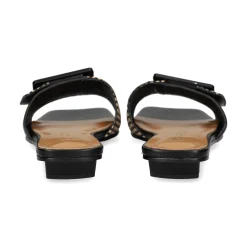 NOA HARMON Sandalias planas de Mujer 008967-0067 NEGRO-CUERO