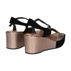 PLUMERS Sandalias cuña de Mujer 3796 NEGRO/BRONCE