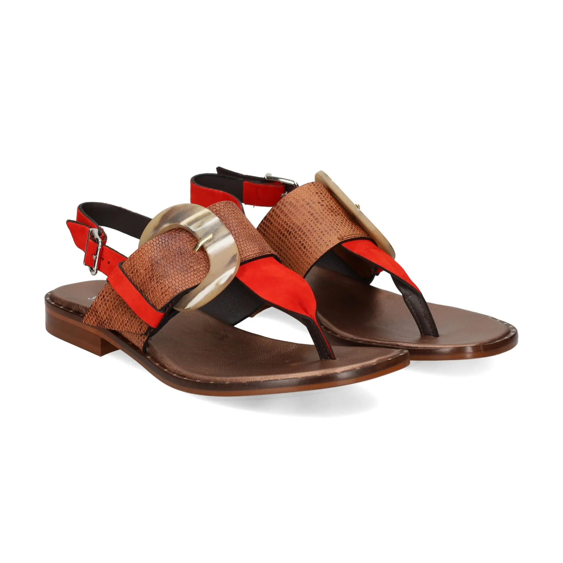 PLUMERS Sandalias planas de Mujer 3741 CORAL