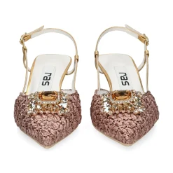 RAS Zapatos de tacón medio de Mujer 8478 PLATINO