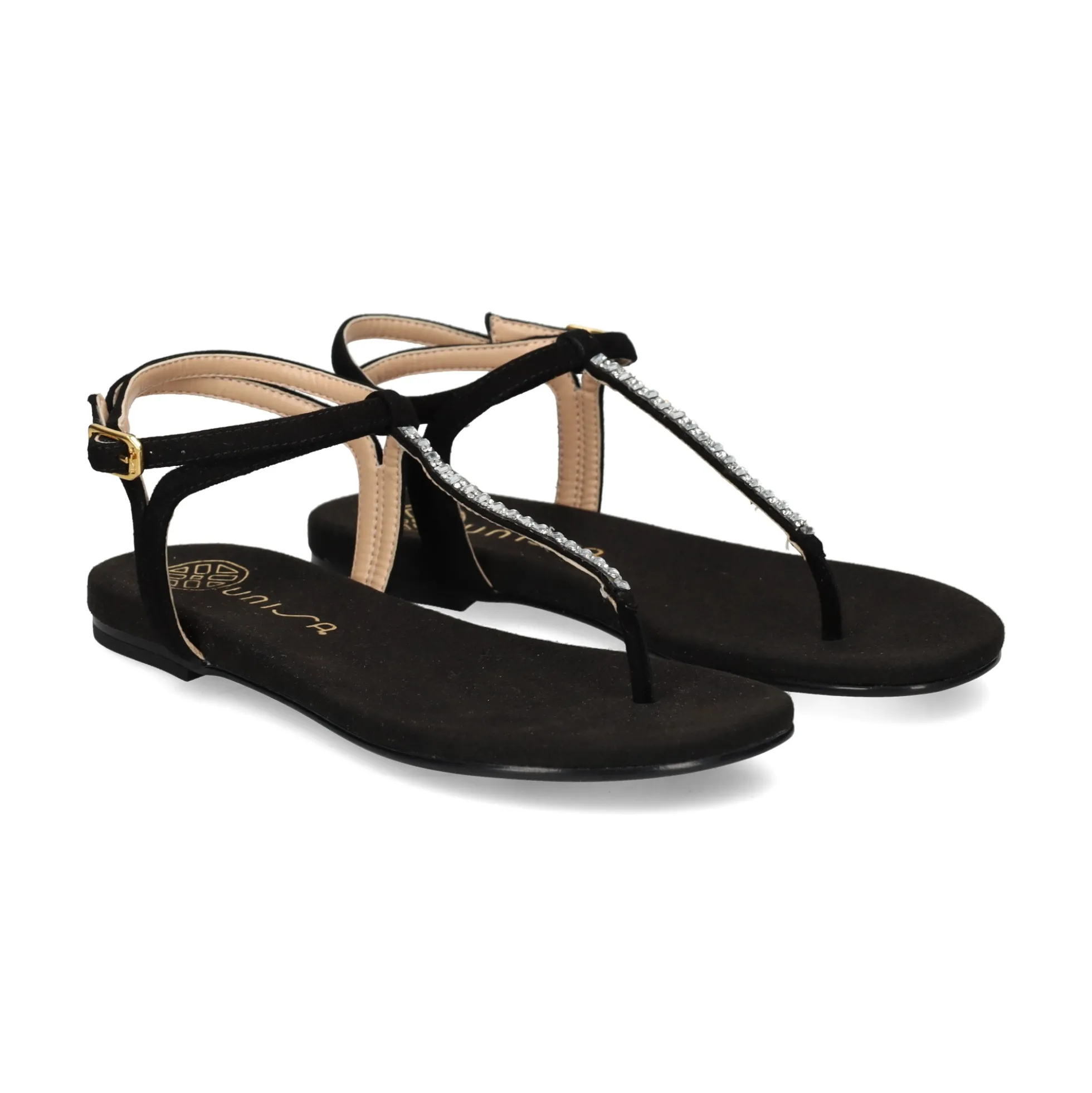 UNISA Sandalias planas de Mujer CHARLE_24_KS NEGRO